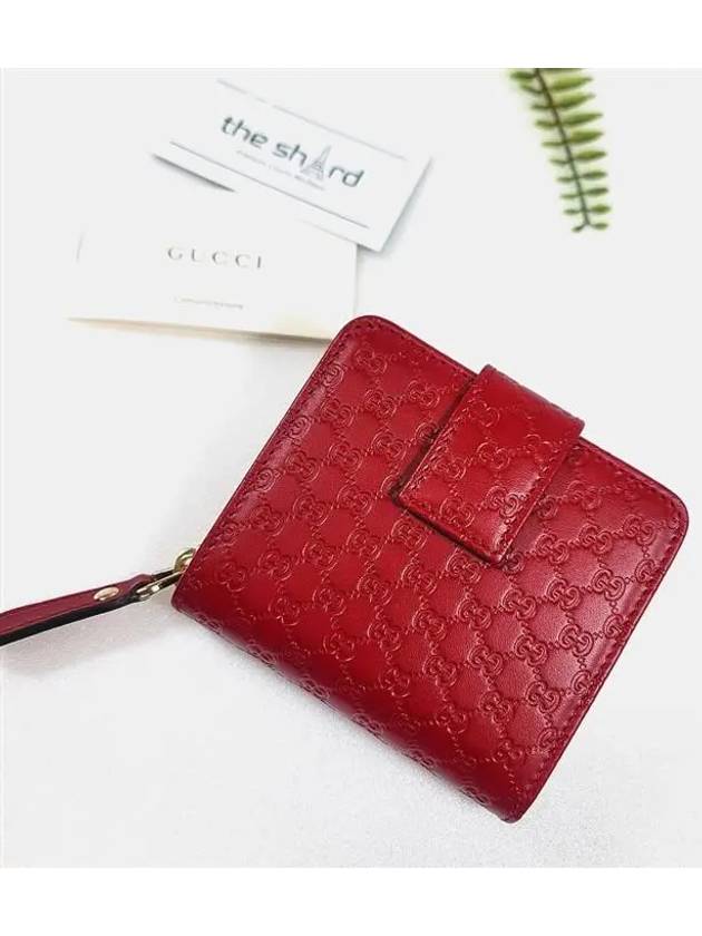 GG Micro Ssima Zipper Half Wallet Red - GUCCI - BALAAN 3