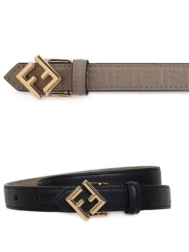 Diamond Reversible Leather Belt Black Beige - FENDI - BALAAN 5