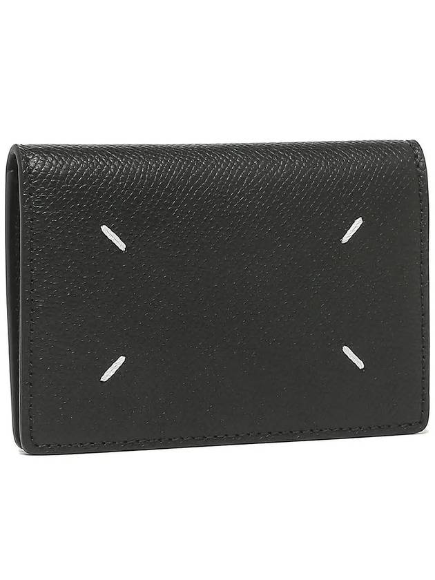 Stitched Bi-Fold Leather Card Wallet Black - MAISON MARGIELA - BALAAN 3