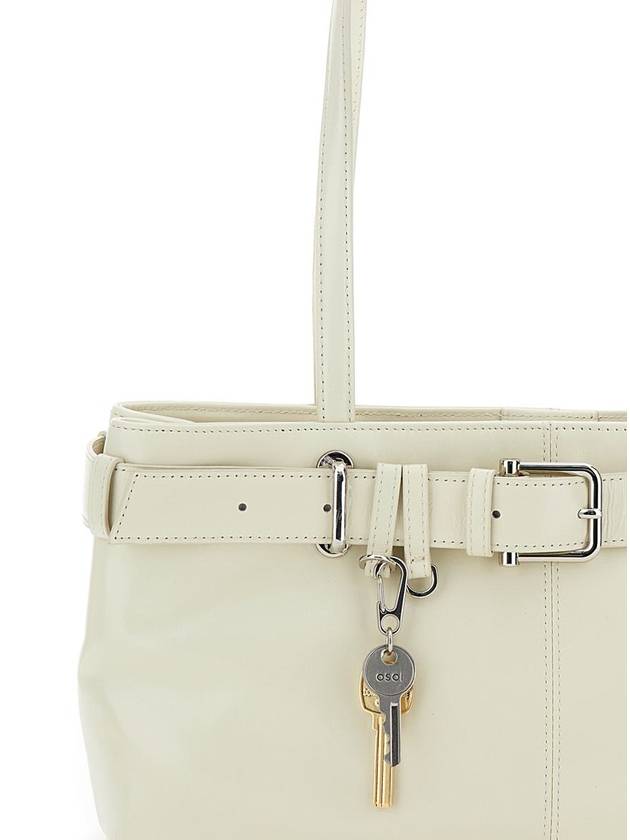 White Shoulder Bag With Belt Detail And Pendant Keys In Leather Woman - OSOI - BALAAN 3