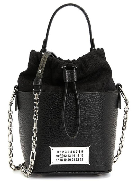 5AC Number Logo Texture Leather Bucket Bag Black - MAISON MARGIELA - BALAAN 2