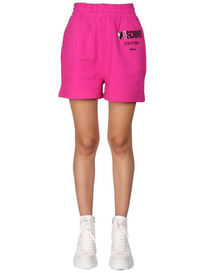 Women's Vinyl Logo Print Shorts Pink - MOSCHINO - BALAAN 2