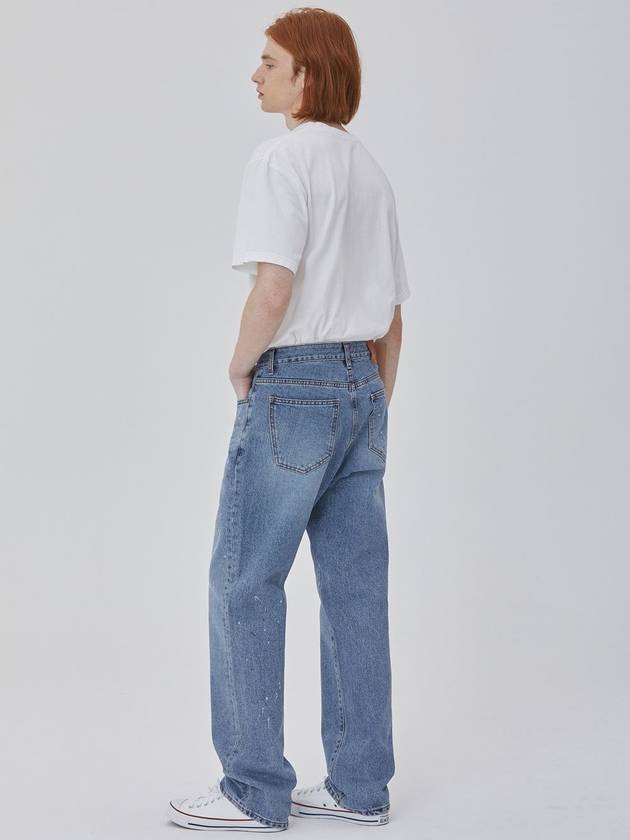 Denim Painting Straight Pants Indigo - CORK - BALAAN 4