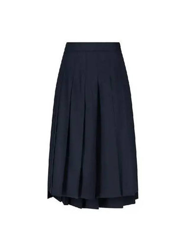 Skirt Women s Drop Back Pleated Wool Navy - THOM BROWNE - BALAAN 1