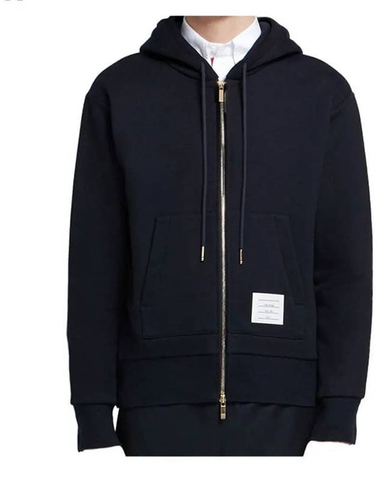 Center Back Stripe Cotton Zip Up Hoodie Navy - THOM BROWNE - BALAAN 2