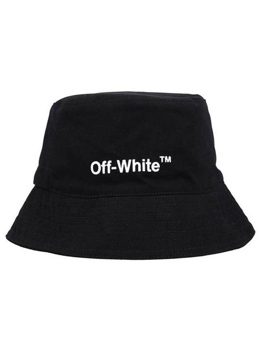 Helvetica Logo Print Bucket Hat Black - OFF WHITE - BALAAN.