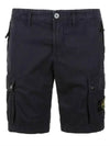 Men's Logo Patch Cargo Bermuda Shorts Blue - STONE ISLAND - BALAAN 2