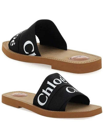 Woody Logo Canvas Strap Flat Mule Black - CHLOE - BALAAN 2