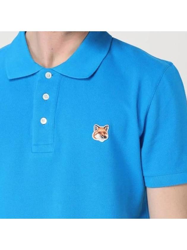 Fox Head Patch Cotton Polo Shirt Blue - MAISON KITSUNE - BALAAN 4