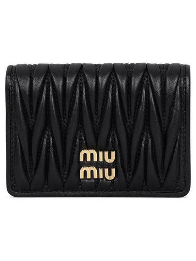 Matelasse Leather Card Wallet Black - MIU MIU - BALAAN 2