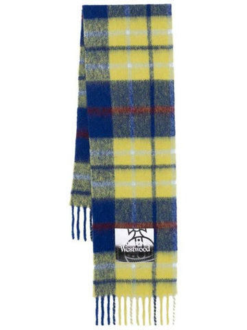 Tartan Check Alpaca Wool Muffler Blue - VIVIENNE WESTWOOD - BALAAN 1