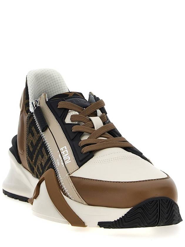 Flow FF Jacquard Leather Running Low Top Sneakers Brown - FENDI - BALAAN 4