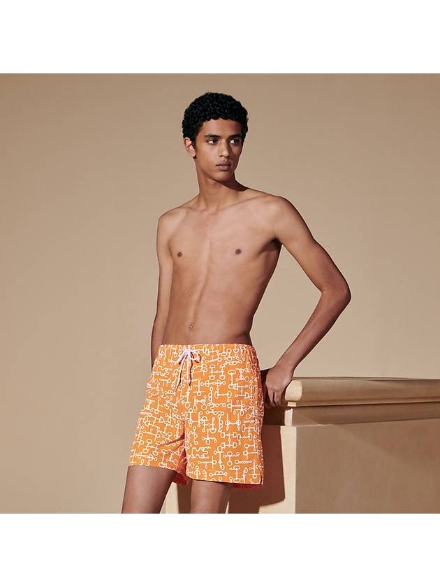 Men s Metallic Swimsuit Ghibre Swim Pants Orange Color - HERMES - BALAAN 7