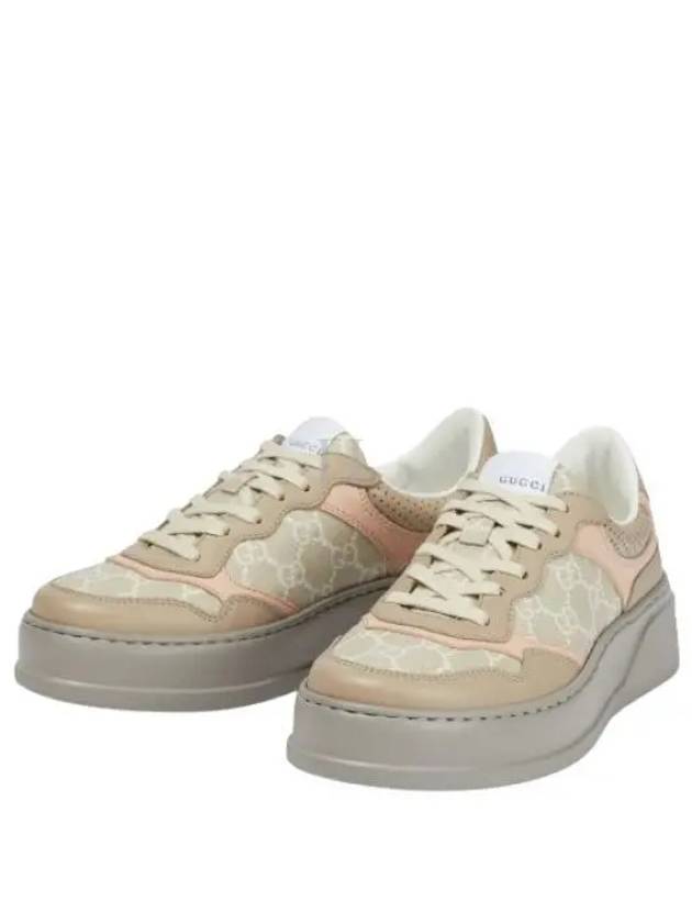 GG Supreme Embossed Logo Low Top Sneakers Oatmeal Pink - GUCCI - BALAAN 2