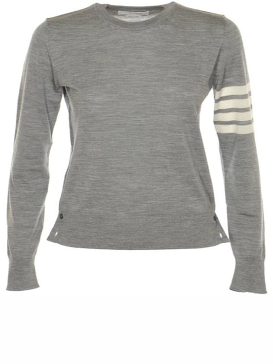 4-Bar Merino Jumper Wool Knit Top Light Grey - THOM BROWNE - BALAAN 2