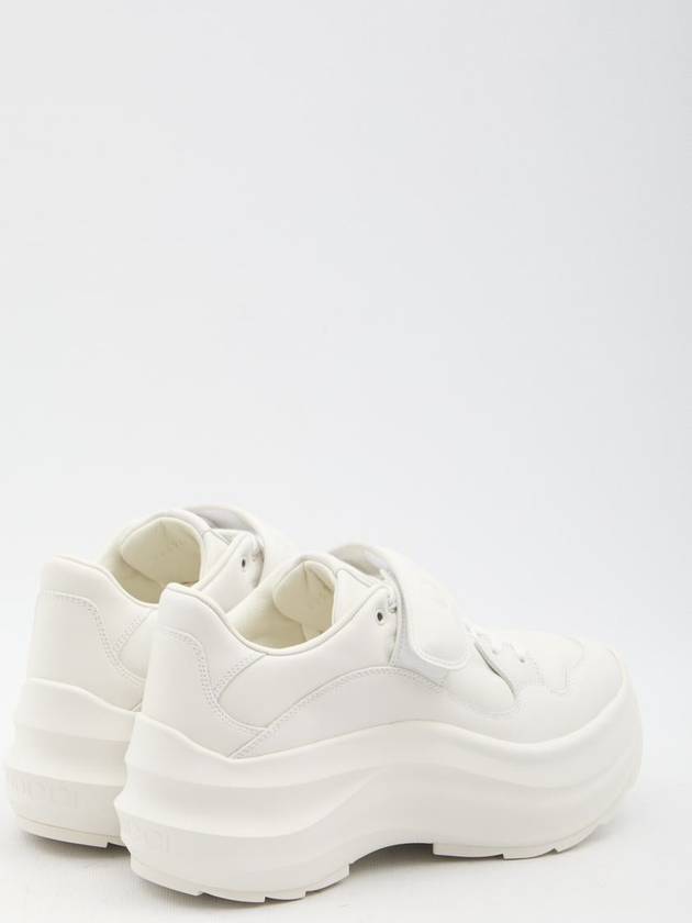 Wave Wedge Leather Low Top Sneakers White - GUCCI - BALAAN 4