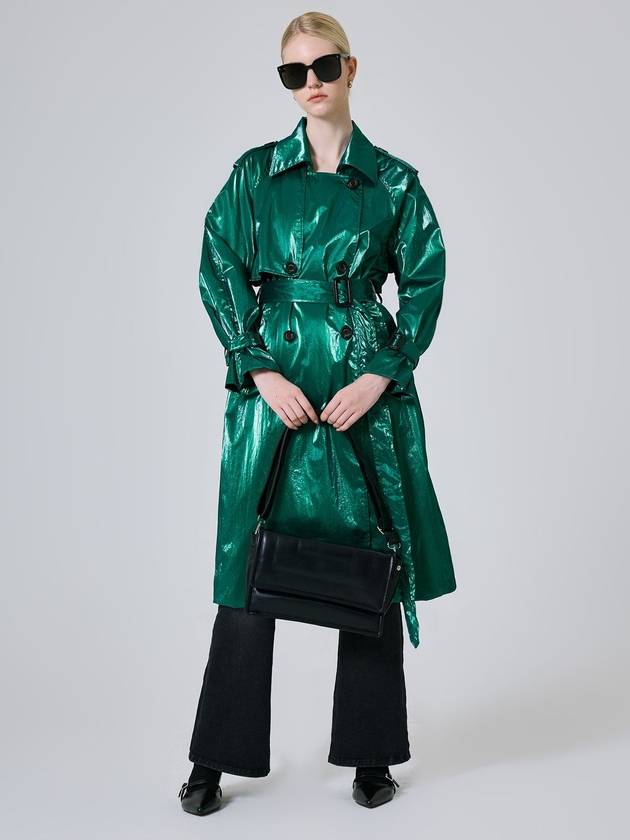 Women s Glossy Double Button Trench Coat Green JE2PBYB01S - JBYRARA - BALAAN 2