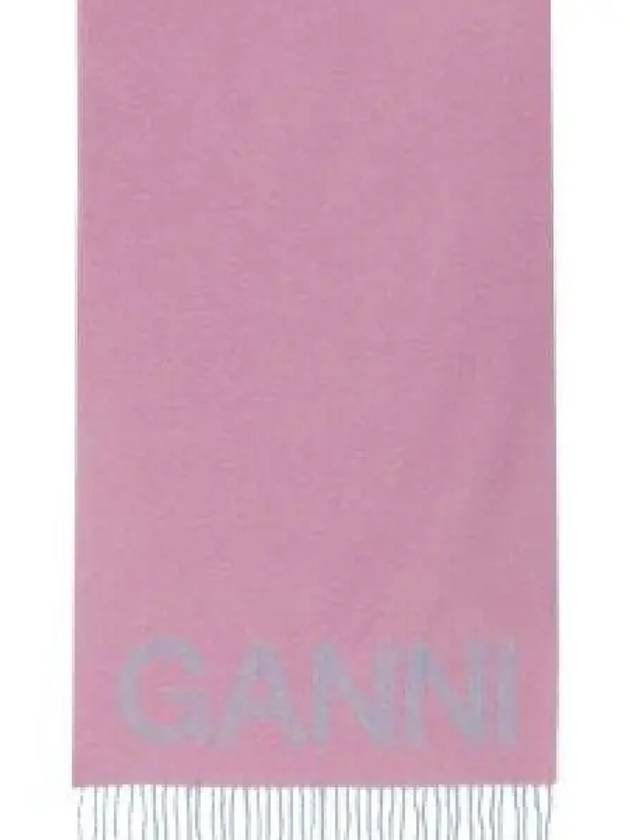 Fringed Wool Scarf  Lilac Chiffon - GANNI - BALAAN 2