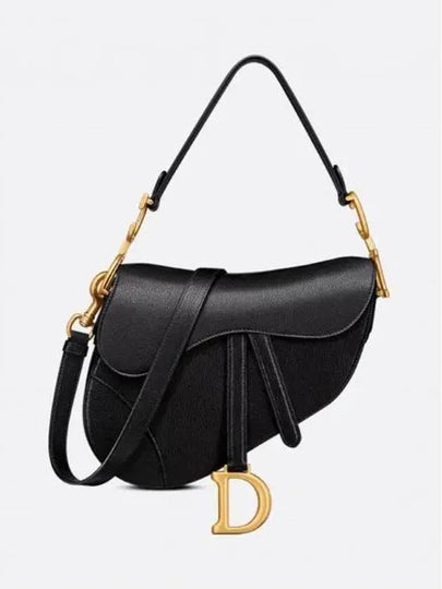 Saddle Strap Goatskin Shoulder Bag Black - DIOR - BALAAN 2