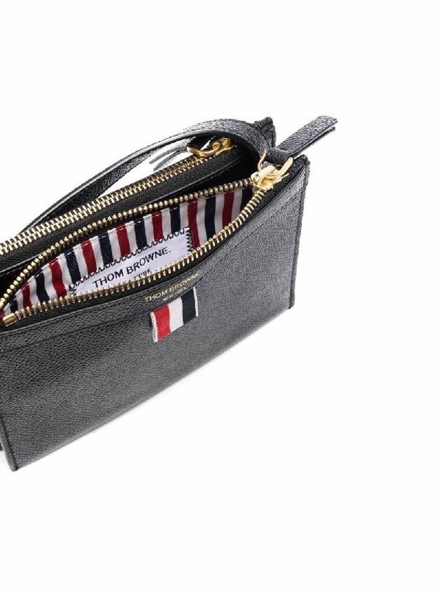 Document Holder Pebble Grain Leather Mini Cross Bag Black - THOM BROWNE - BALAAN 3