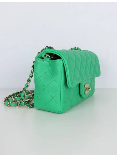 New Mini Flap Bag Lambskin Green Gold A69900 - CHANEL - BALAAN 2