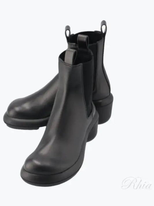 Women's Leather Round Block Heel Chelsea Boots Black - JIL SANDER - BALAAN 2
