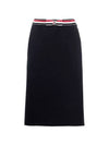 Women's Double Face Cotton Bow A-Line Skirt Navy - THOM BROWNE - BALAAN 1