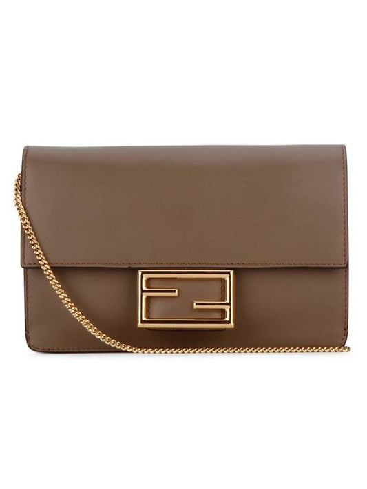 FF Buckle Flat Baguette Small Cross Bag Grey - FENDI - BALAAN 1