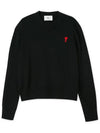 Heart Logo Wool Knit Top Black - AMI - BALAAN 4