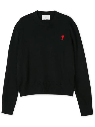 Heart Logo Wool Knit Top Black - AMI - BALAAN 2