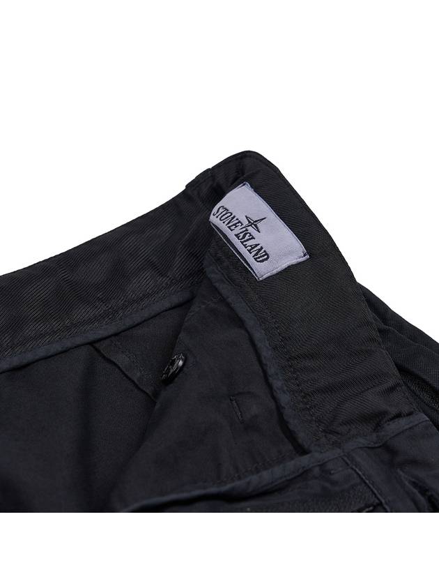 Garment Dyed Old Effect Stretch Broken Twill Cotton Cargo Pants Black - STONE ISLAND - BALAAN 6