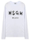 Milano Brushed Logo Long Sleeve T-Shirt White - MSGM - BALAAN 2