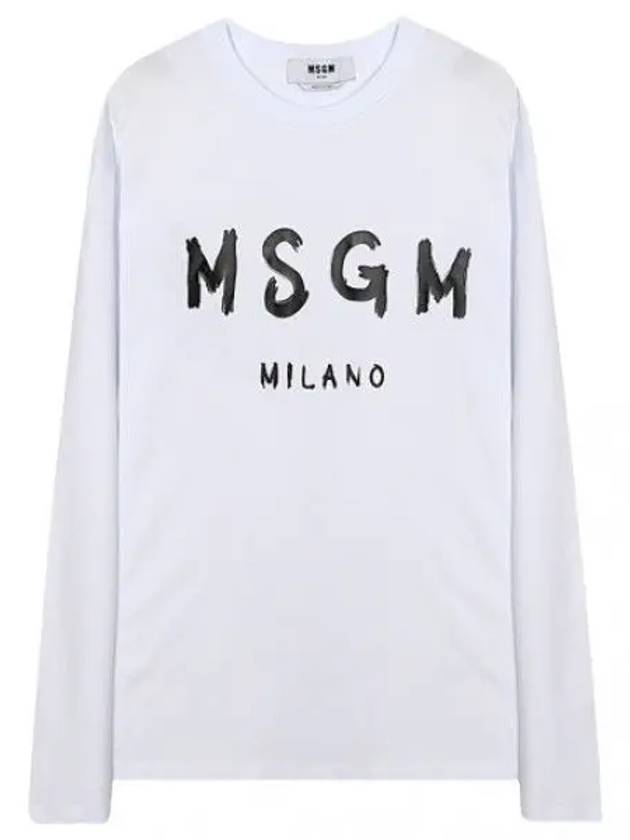 Milano Brushed Logo Long Sleeve T-Shirt White - MSGM - BALAAN 2