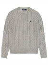 Embroidery Logo Cable Knit Top Grey - POLO RALPH LAUREN - BALAAN 2