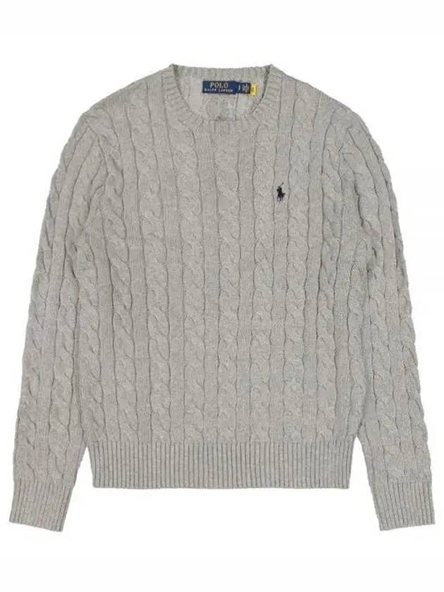 Embroidery Logo Cable Knit Top Grey - POLO RALPH LAUREN - BALAAN 2