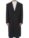 chevron pattern wool single-breasted structured coat gray black - AMI - 1