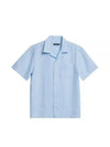 Elio Linen Melange Short Sleeve Shirt Chambray Blue - J.LINDEBERG - BALAAN 2