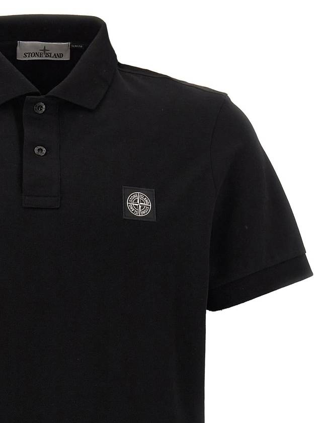 Logo Patch Polo Shirt Black - STONE ISLAND - BALAAN 4