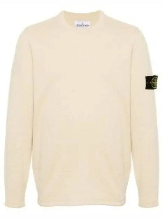 Raw Hand Cotton Crewneck Knit Top Beige - STONE ISLAND - BALAAN 2