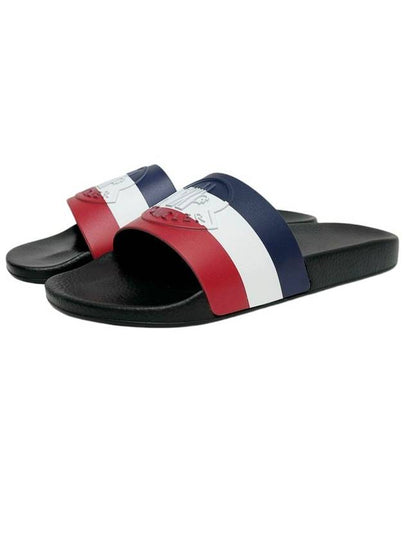 Basil Logo Striped Slippers Black - MONCLER - BALAAN 2