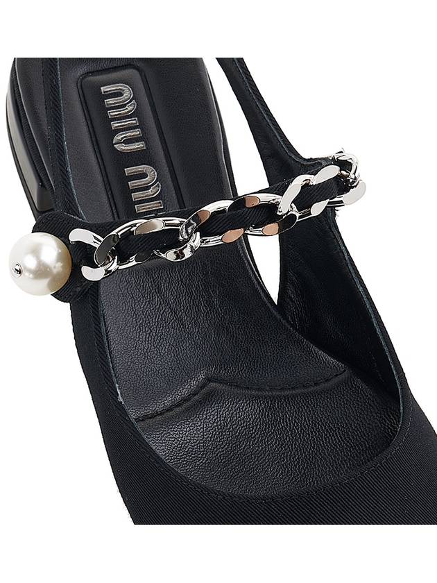 Women's Patent Velvet Leather Slingback Flat Black - MIU MIU - BALAAN 9