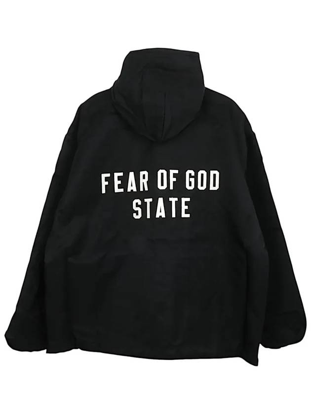 back logo texture nylon hooded coach jacket black 202BT246370F 009 - FEAR OF GOD ESSENTIALS - BALAAN 1