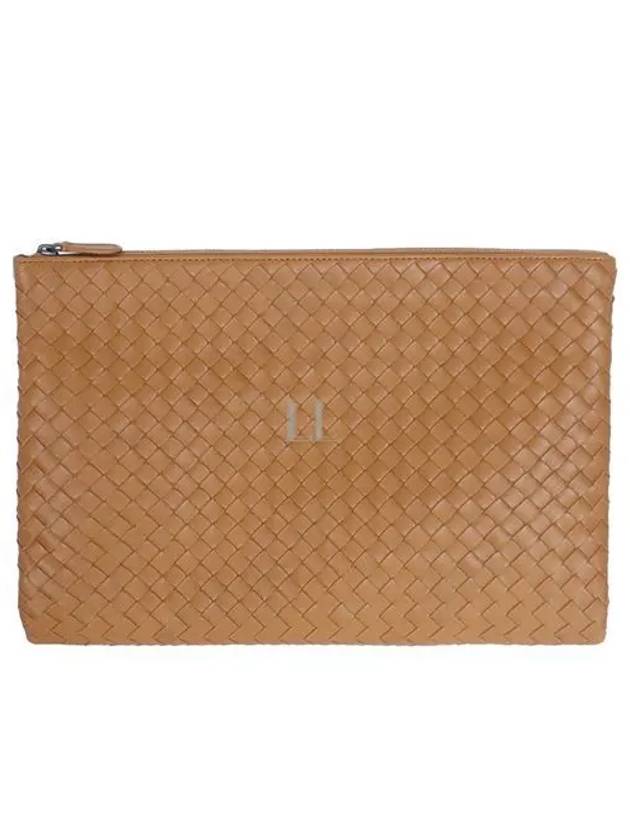 Men's Intrecciato Clutch Bag Camel - BOTTEGA VENETA - BALAAN 2