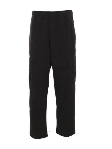 Cotton Ripstop Relaxed Fit Chino Straight Pants Black - STONE ISLAND - BALAAN 1