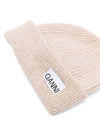 Women's Logo Wool Beanie Sand Beige - GANNI - BALAAN 3