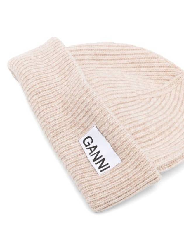 Women's Logo Wool Beanie Sand Beige - GANNI - BALAAN 3