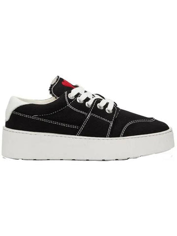 Heart Logo Denim Low Top Sneakers Black - AMI - BALAAN.