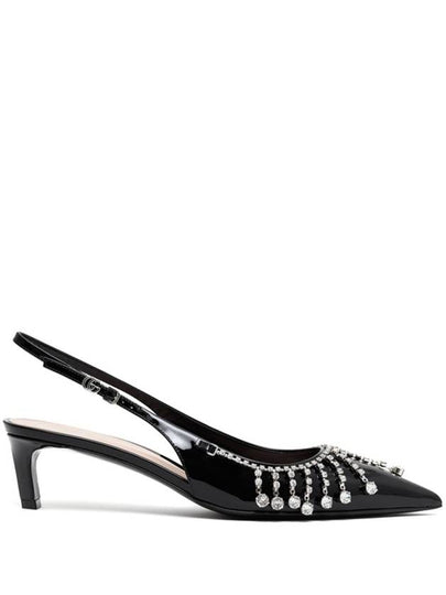 Crystal Chain Slingback Pumps Heel Black - GUCCI - BALAAN 2