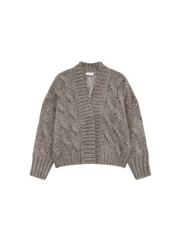 Women s Glitter Cable Cardigan Light Brown 271360 - BRUNELLO CUCINELLI - BALAAN 1