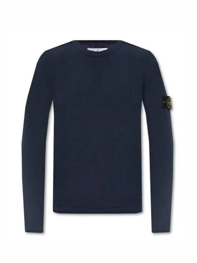 Wappen Patch Crew Neck Knit Top Navy - STONE ISLAND - BALAAN 5